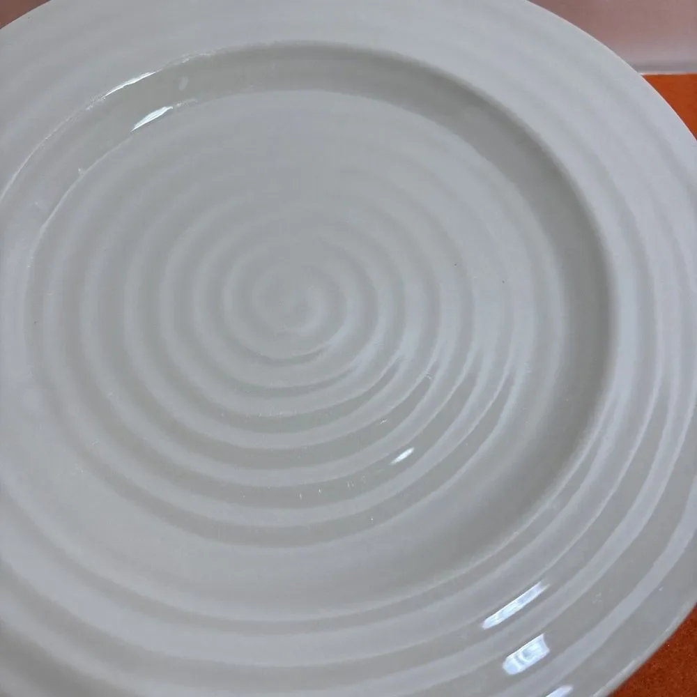 4 Sophie Conran Portmeirion Biscuit Beige Salad Plates Set Of 4 Swirl Design - Picture 8 of 9